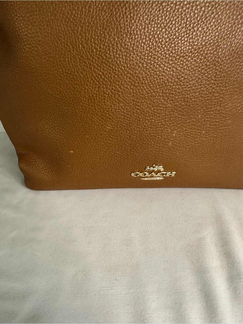 Coach F35775 Duffelette Pebble Leather Shoulder Bag in Cognac